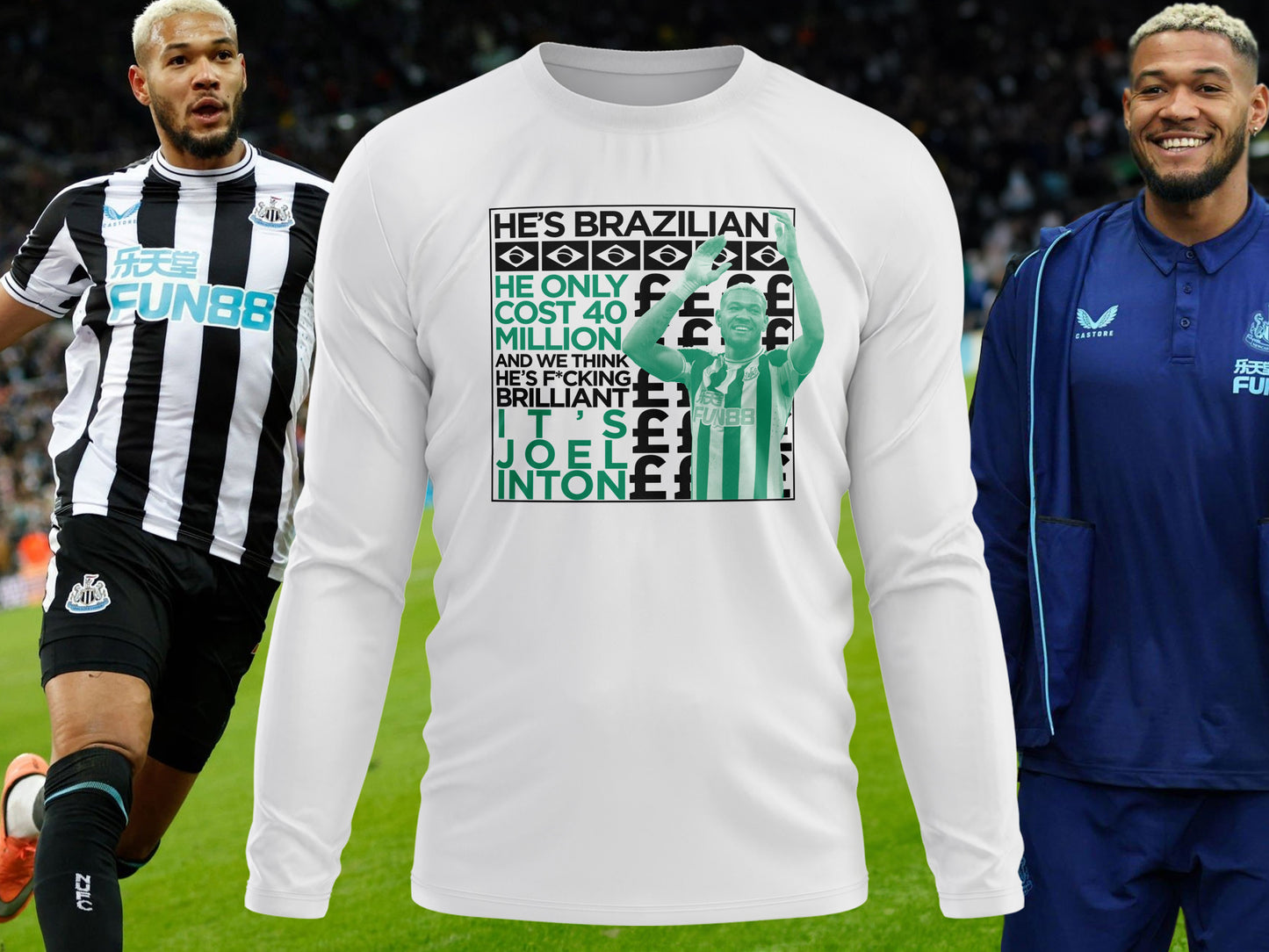 Newcastle United "JOELINTON Brilliant" Long Sleeve White Shirt