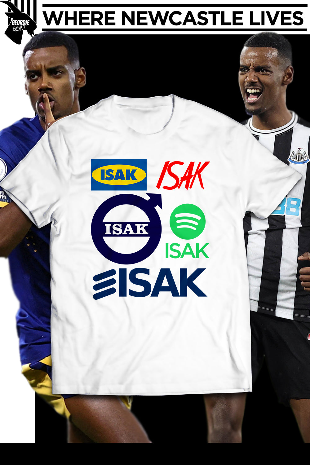 Newcastle United "We Throw In Extra Logos Just To Mess With You" Alexander Isak Kids T-Shirt